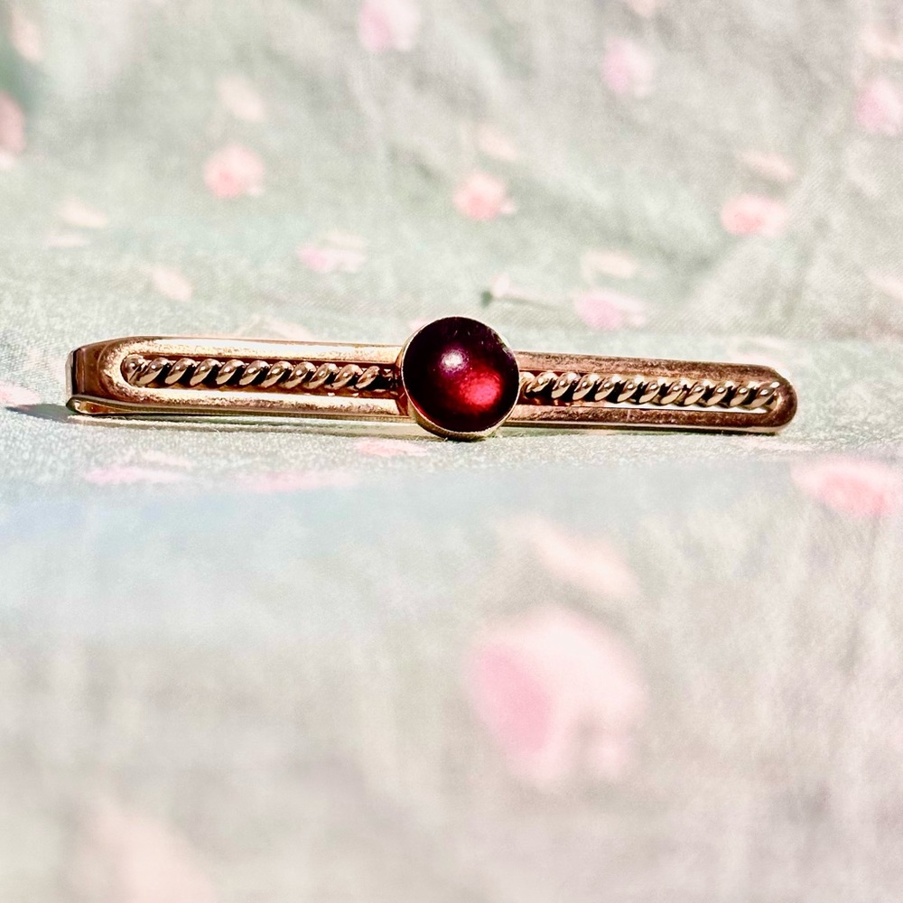 vintage tie clip with set red stone , private collection being sold to public